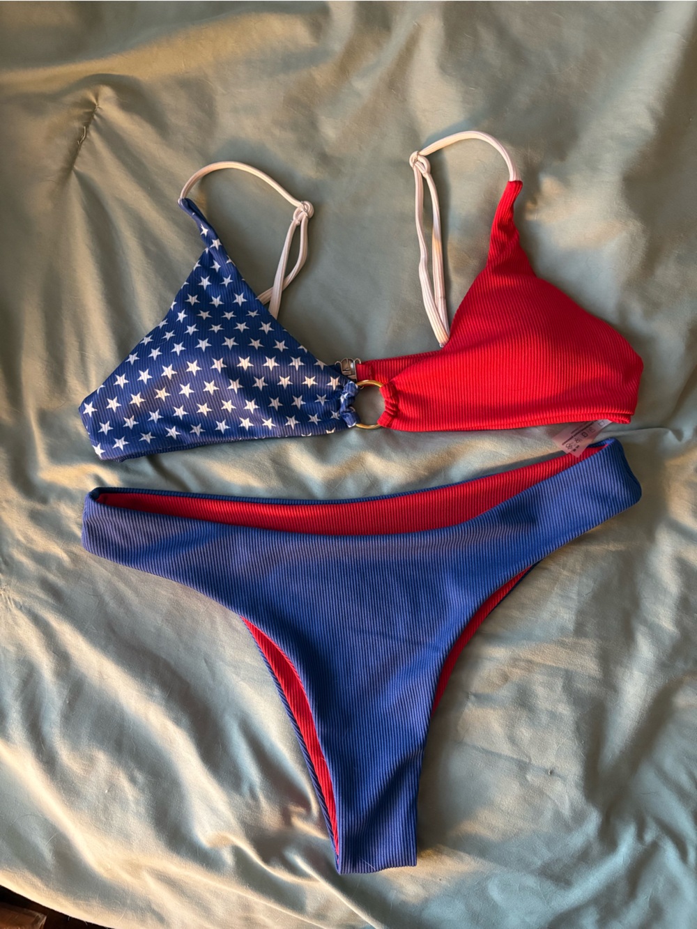 2 for $10 👙Red white and blue ribbed bikini set 🇺🇸
